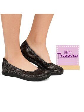 Alegria By PG Lite PEWTER DAZZLER PET-532 Leather Slip On Flat Shoes Size 8.5